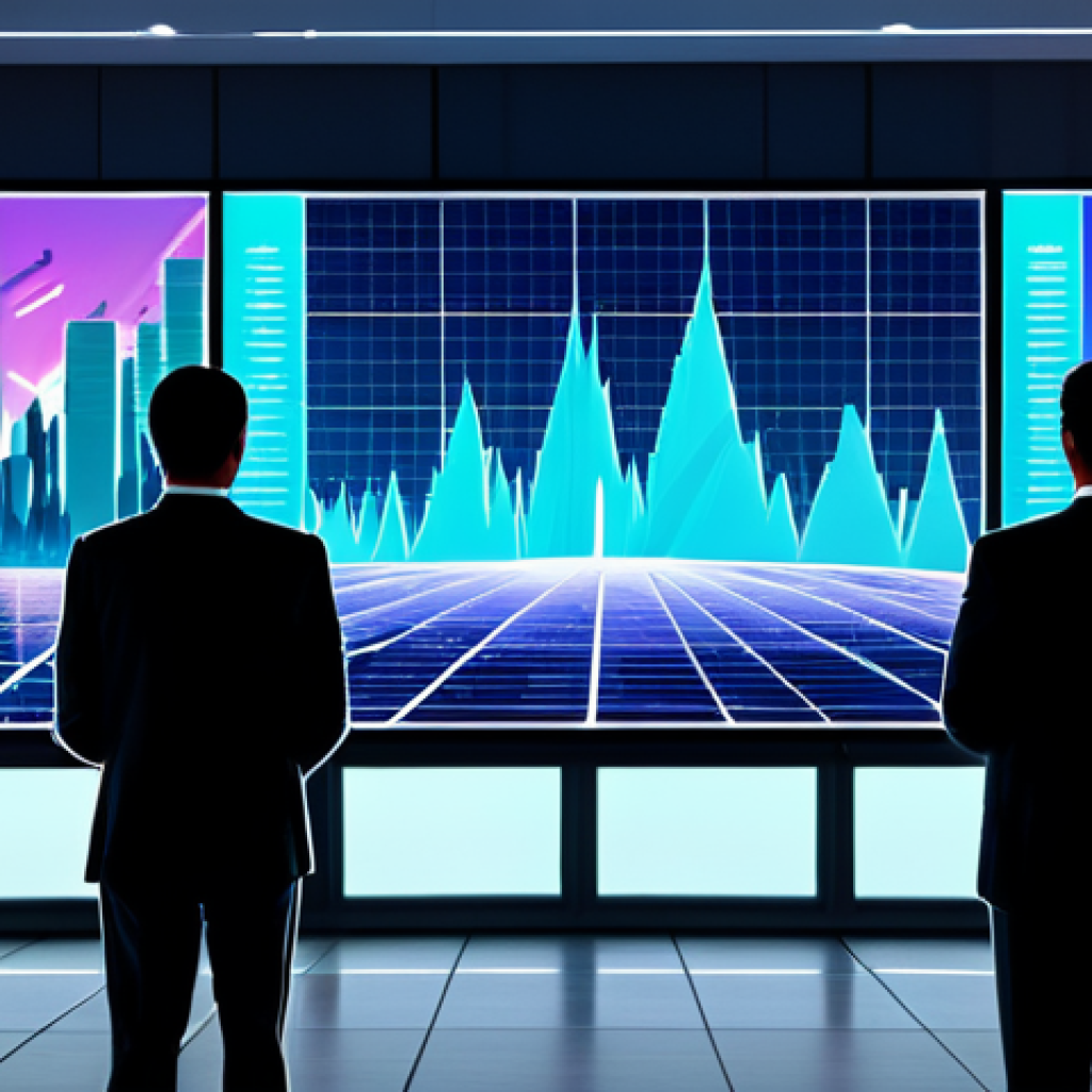 The Volatility of NFT Art**
"A digital artwork depicting a graph with sharp peaks and valleys, representing the fluctuating prices of NFTs. In the foreground, a diverse group of investors (business attire) are looking at the graph with expressions ranging from excitement to concern. Background: a futuristic cityscape with screens displaying various NFT artworks. Art style: clean, modern, professional. Colors: vibrant, but not garish. safe for work, appropriate content, fully clothed, professional"
**