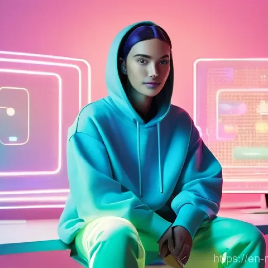 NFT 아트의 수익화 전략 - **Digital Identity & Community Engagement:**
"A vibrant, eye-level shot of a modern, androgynous...
